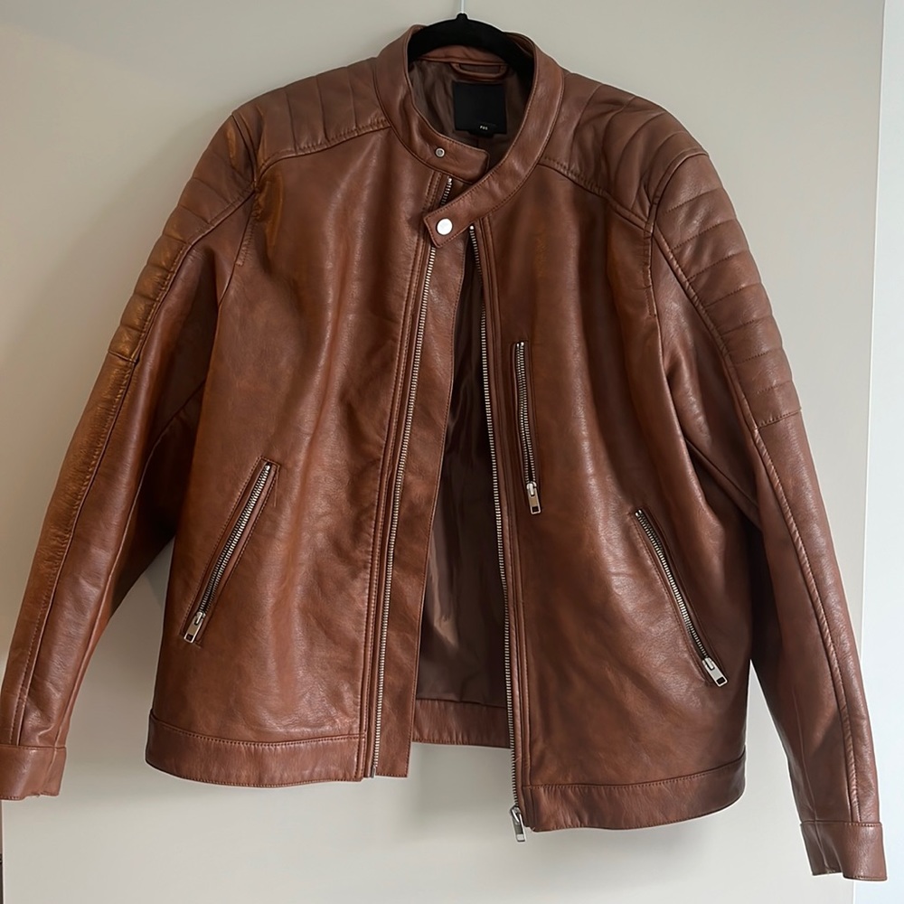 H&M Men’s Brown Faux Leather Jacket